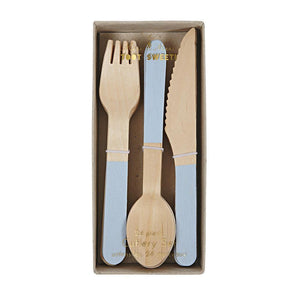 Blue Wooden Cutlery Set - Revelry Goods
