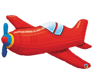 Red Vintage Airplane Foil Balloon - Revelry Goods