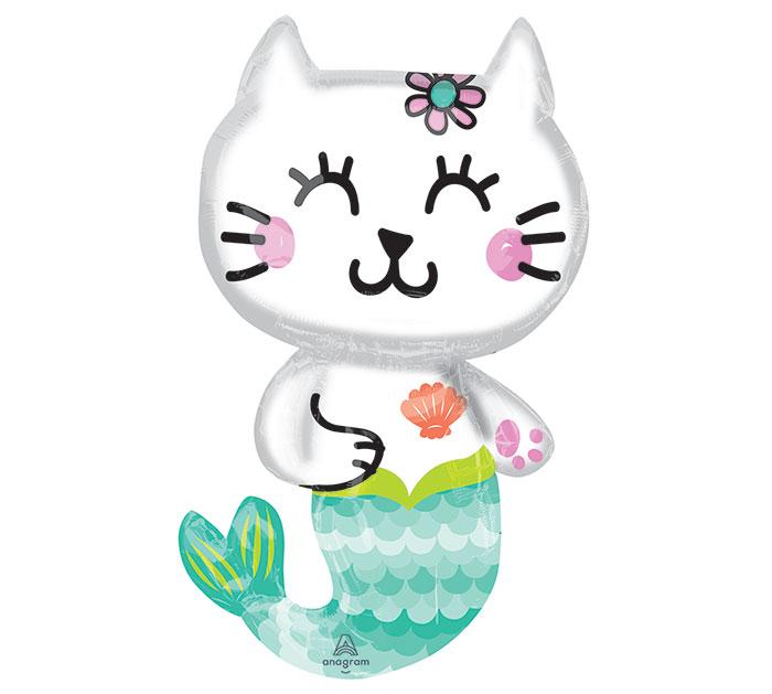 Selfie Celebration Mermaid Cat Foil Balloon - Revelry Goods