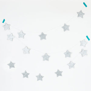 Silver Glitter Stars Garland - Revelry Goods