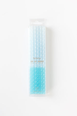 Light Blue & White Polka Dots Color Changing Straws - Revelry Goods