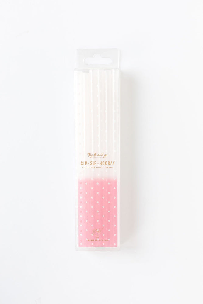 Light Pink & White Polka Dots Color Changing Straws