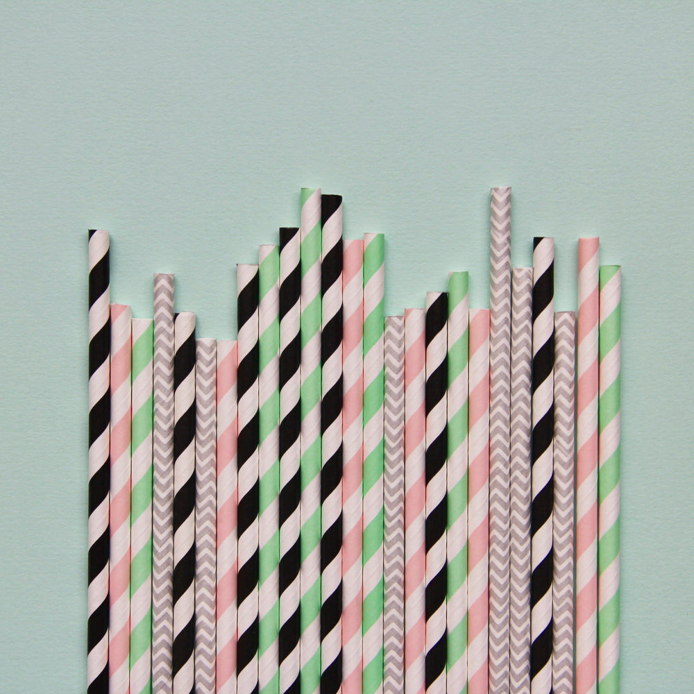Memphis Pastels Paper Straws- Mixed Pack - Revelry Goods