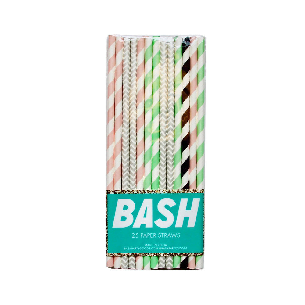 Memphis Pastels Paper Straws- Mixed Pack - Revelry Goods