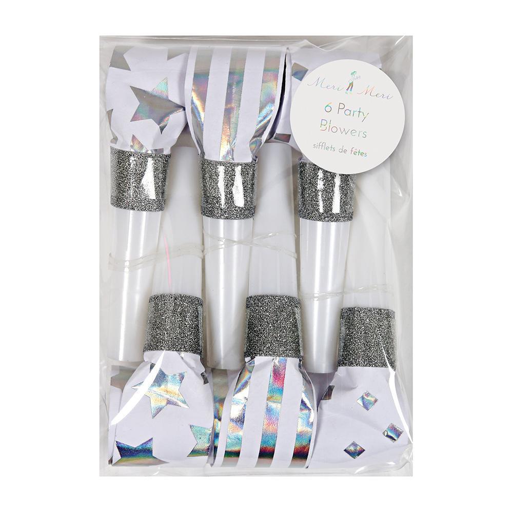 Silver Party Blowers - Revelry Goods