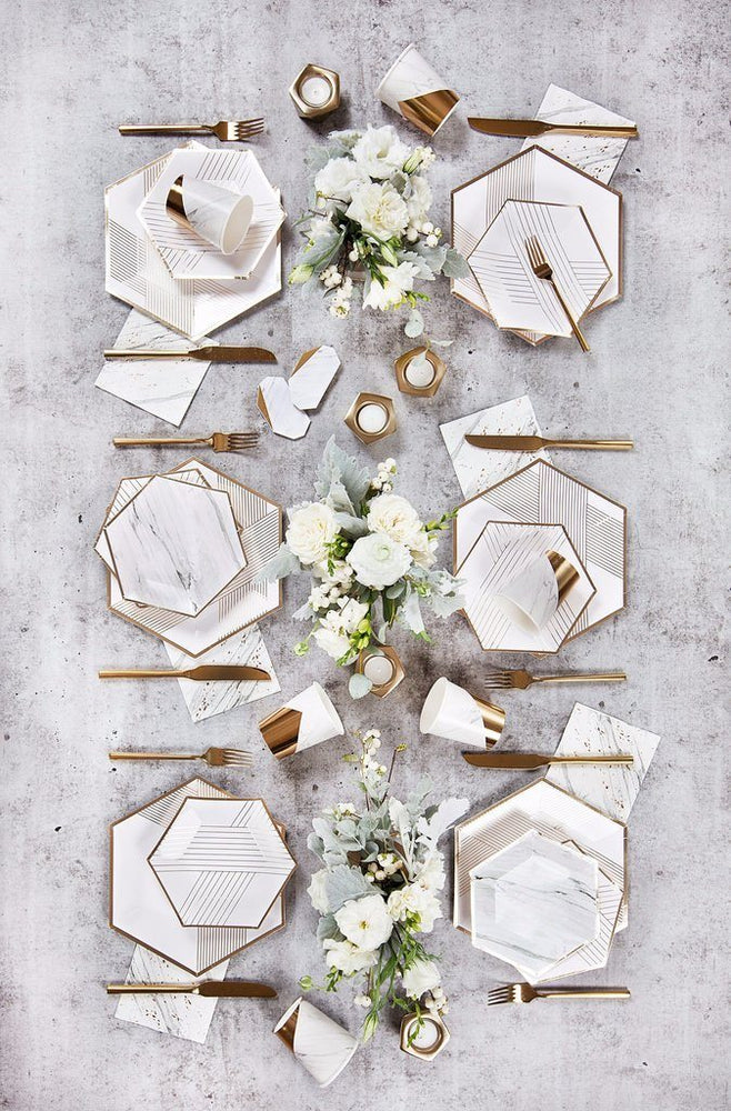 White Marble Small Paper Plates - Revelry Goods