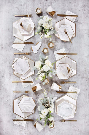 White Marble Small Paper Plates - Revelry Goods