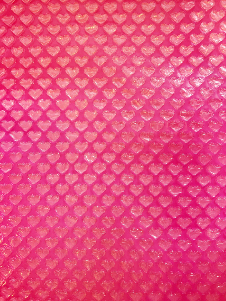 Hot Pink Transparent Heart Bubble Wrap Sheet