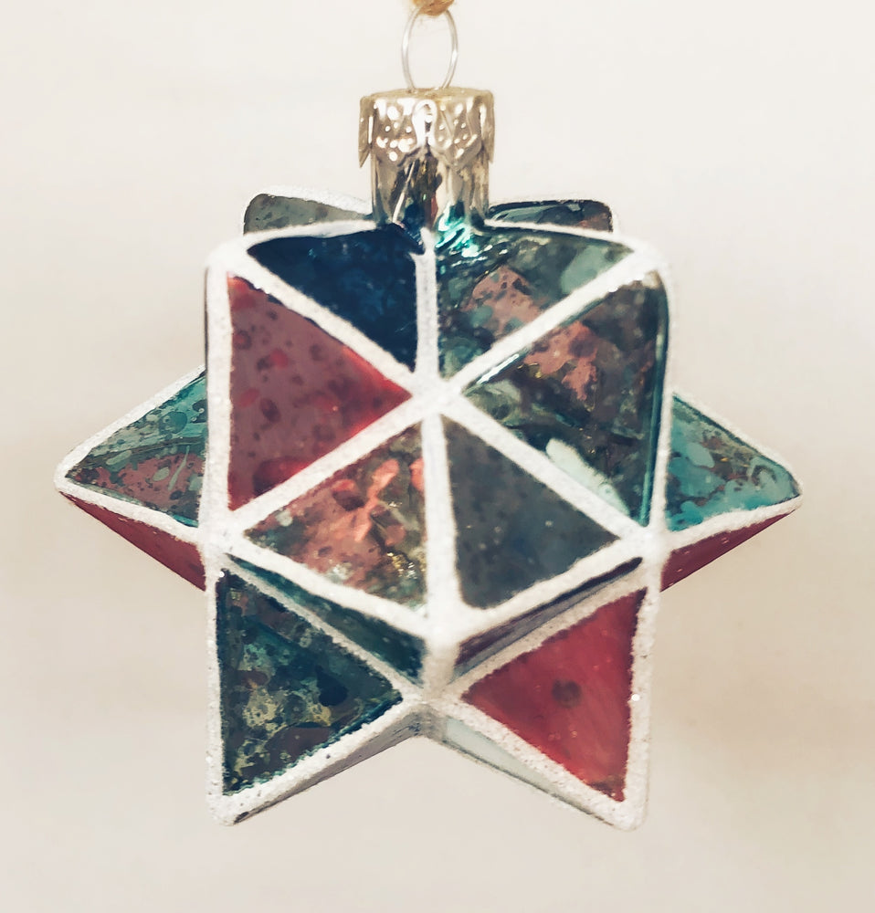 Teal & Coral Geometric Star Ornament