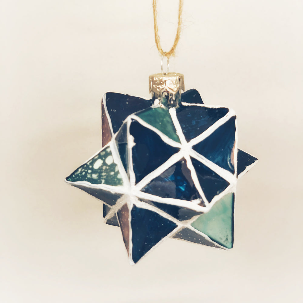 Midnight Blue Geometric Star Ornament