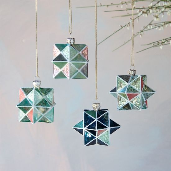 
            
                Load image into Gallery viewer, Mint &amp;amp; Pink Geometric Star Ornament - Revelry Goods
            
        