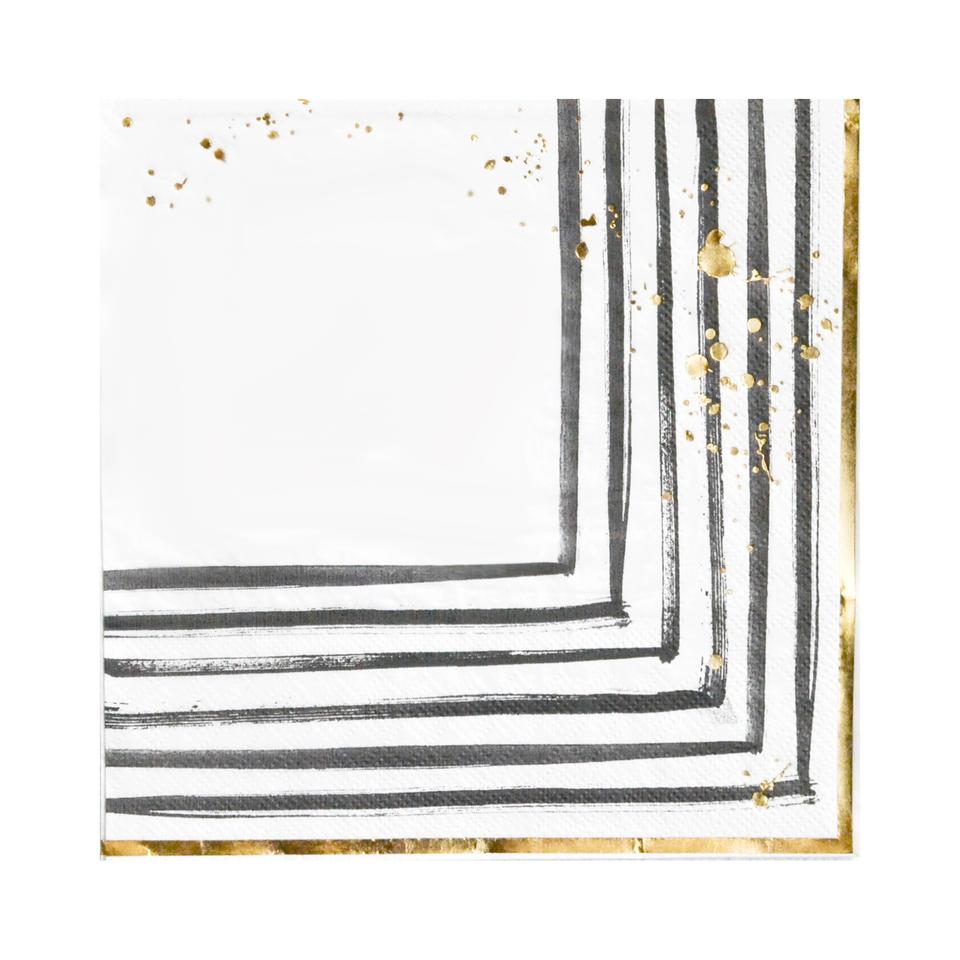 
            
                Load image into Gallery viewer, Rebelle Black and White Brush Strokes Large Napkins
            
        
