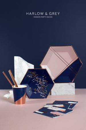 Erika Navy Abstract Paper Napkin - Revelry Goods
