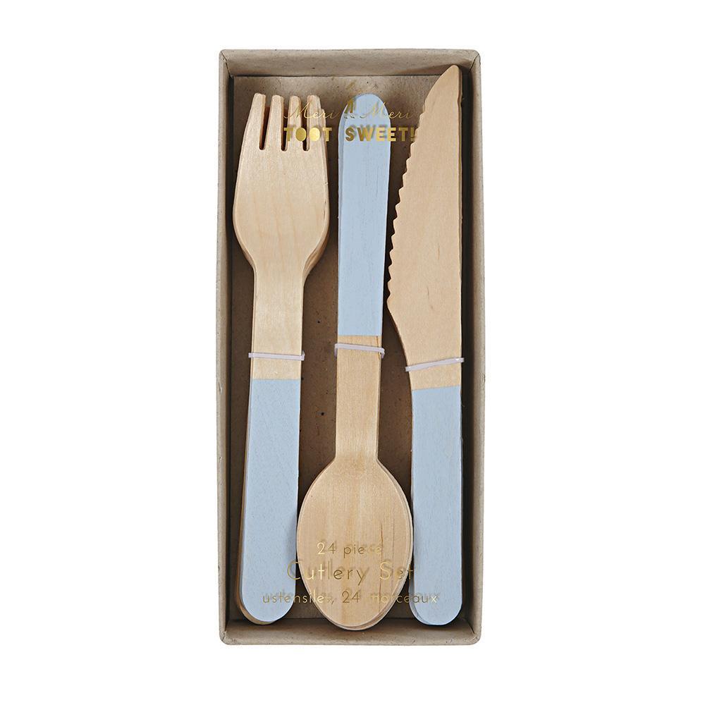 
            
                Load image into Gallery viewer, Blue Wooden Cutlery Set - Revelry Goods
            
        