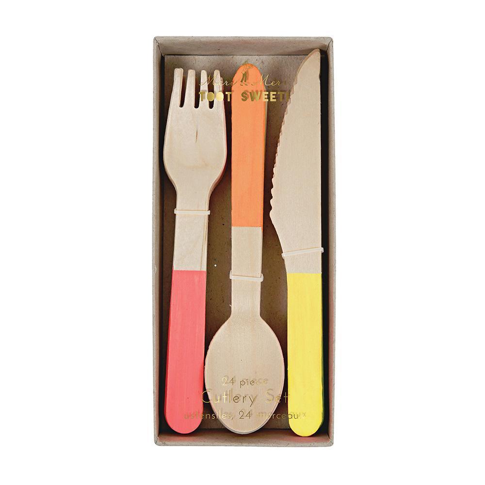 Neon Wooden Cutlery Set - Revelry Goods