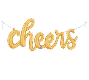 "Cheers" Gold Script Foil Balloon - Revelry Goods