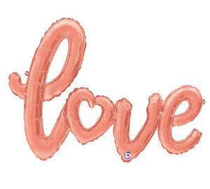 "Love" Rose Gold Script Foil Balloon - Revelry Goods