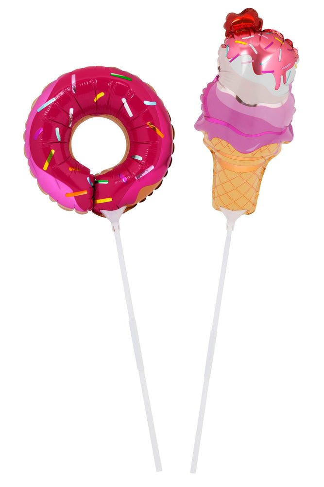 Sweet Tooth Small Foil Balloons on a Stick- Set of 2