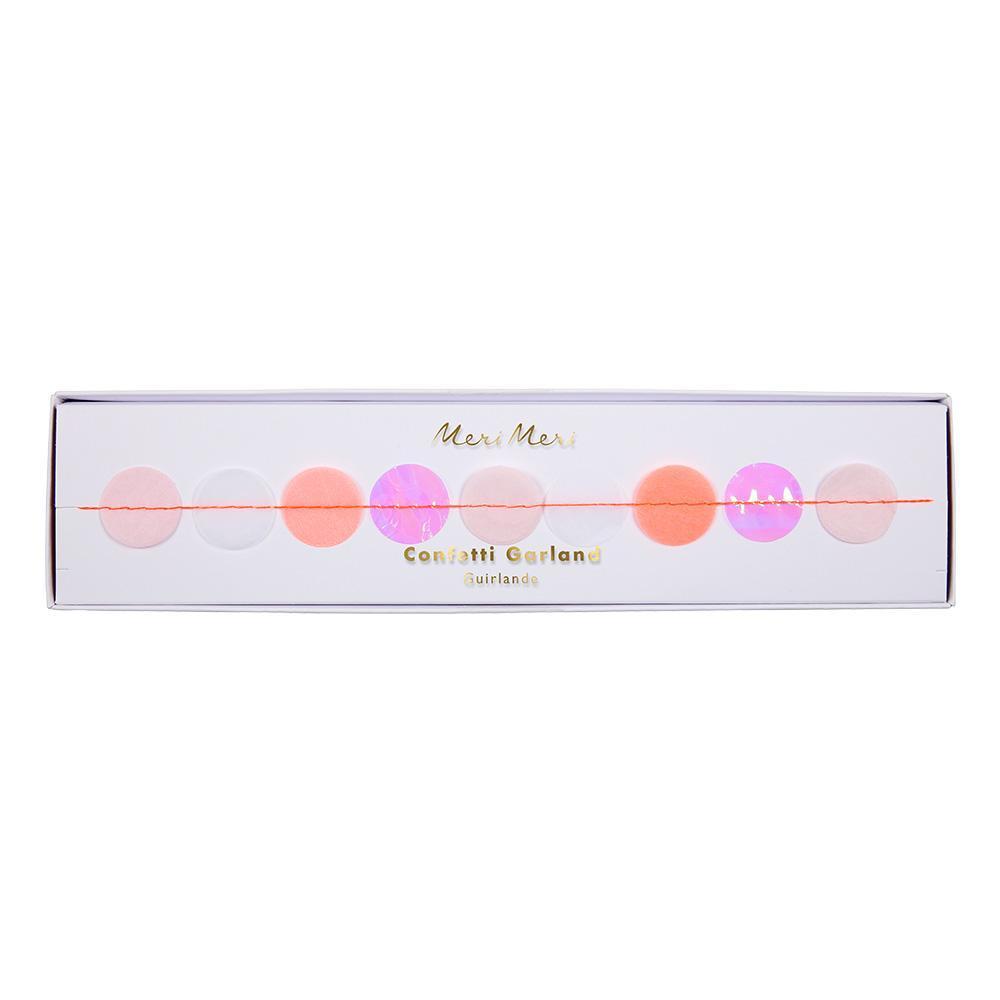 
            
                Load image into Gallery viewer, Coral &amp;amp; Pink Iridescent Confetti Garland - Revelry Goods
            
        