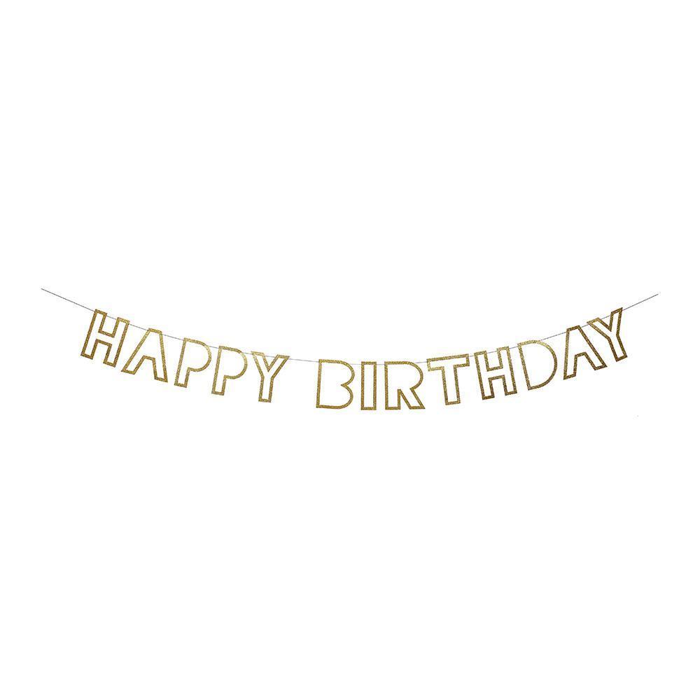 
            
                Load image into Gallery viewer, Gold Outline Happy Birthday Garland - Revelry Goods
            
        