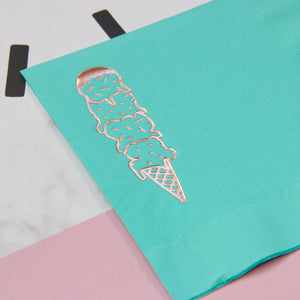 
            
                Load image into Gallery viewer, Scoops Foil Napkins - Bright Aqua - Revelry Goods
            
        
