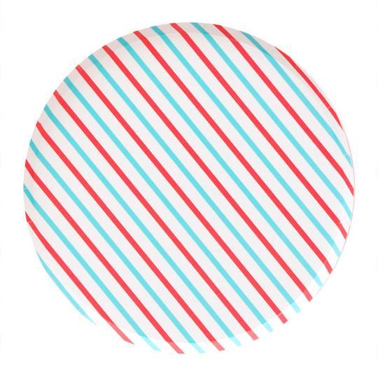 
            
                Load image into Gallery viewer, Cherry &amp;amp; Sky Striped Large Plates - Revelry Goods
            
        