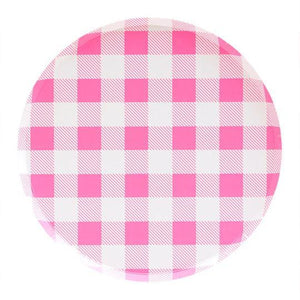 
            
                Load image into Gallery viewer, Neon Rose Gingham Large Plates - Revelry Goods
            
        