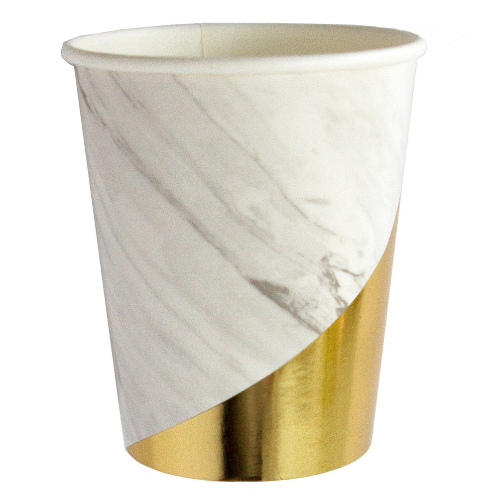 Blanc White Marble Colorblock Paper Cups - Revelry Goods