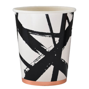 Muse Black and White Brush Strokes Paper Cups - Revelry Goods