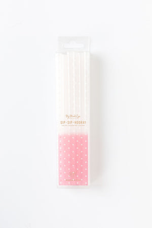Light Pink & White Polka Dots Color Changing Straws - Revelry Goods