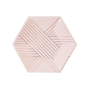 Amethyst Pale Pink Striped Small Plates - Revelry Goods