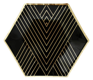 Noir Black Striped Small Paper Plates - Revelry Goods